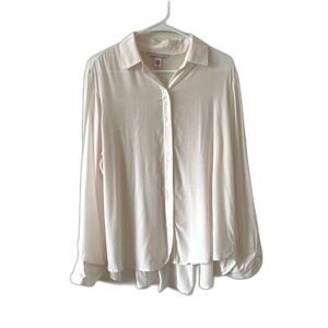 Victoria's Secret Semi Sheer White Button Down Shirt Medium